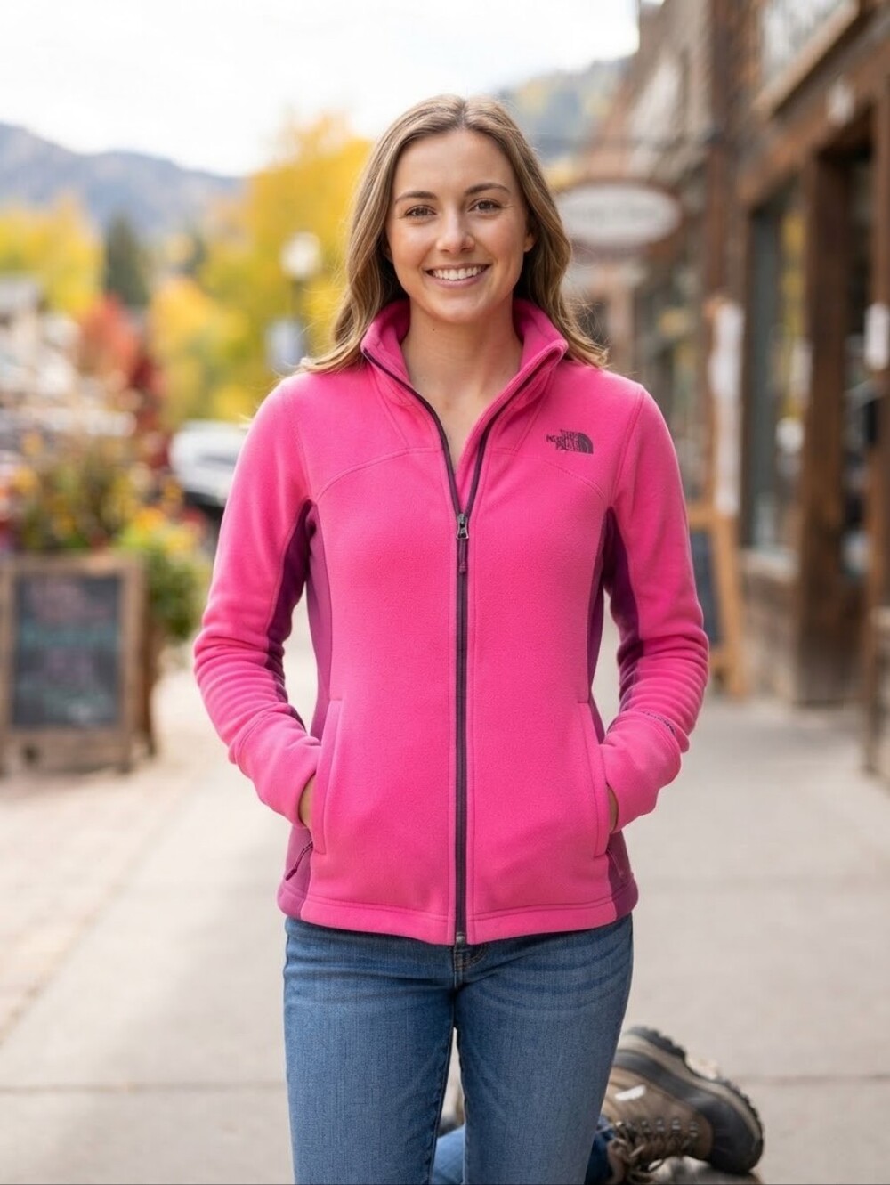 The North Face Pink Purple Full Zip Fleece Jacket Women's XS FlashDry Activewear